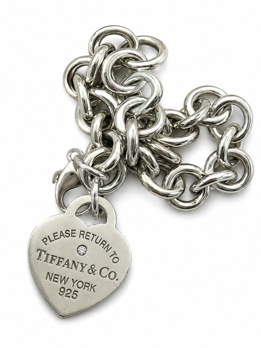 Tiffany & Co. Sterling Silver Heart Tag Charm Bracelet